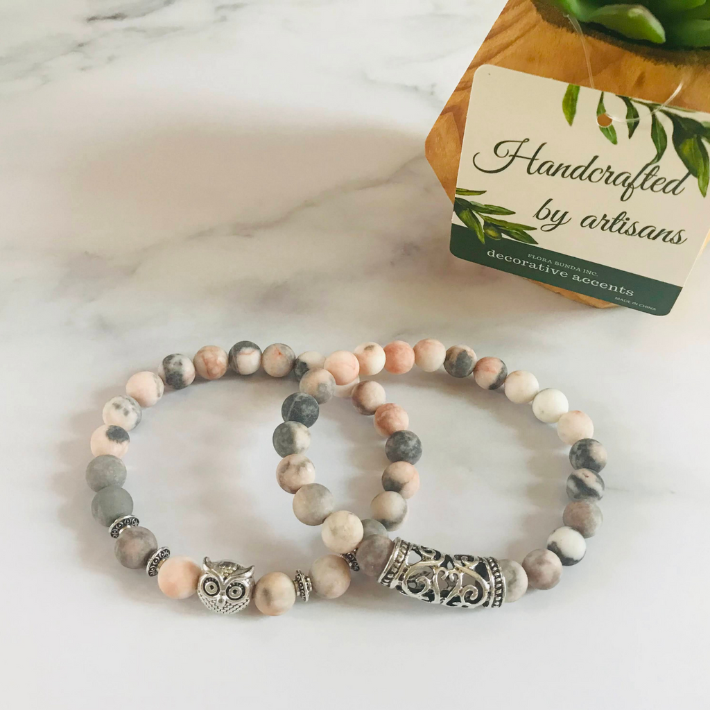 Pink Zebra Jasper Positivity Bracelets