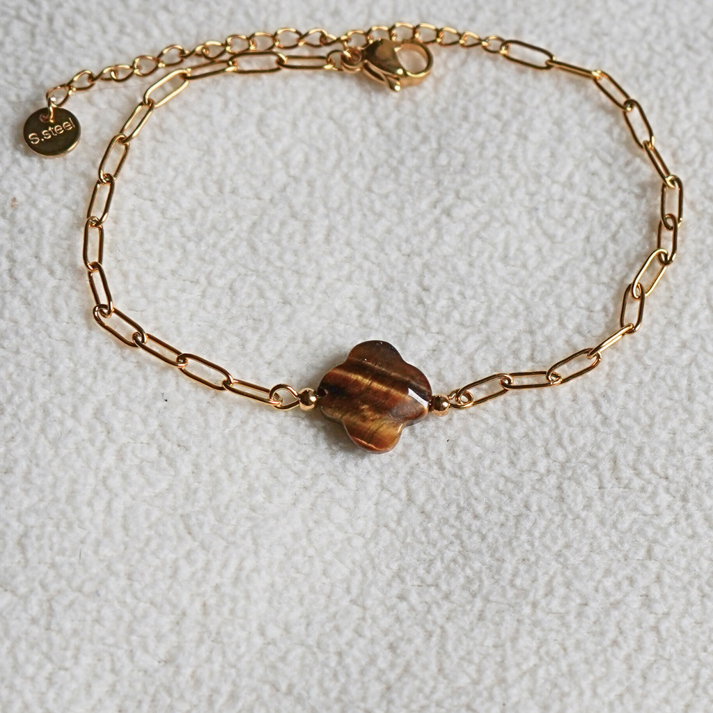 Keep Up Hope Tiger Eye Clover Bracelet