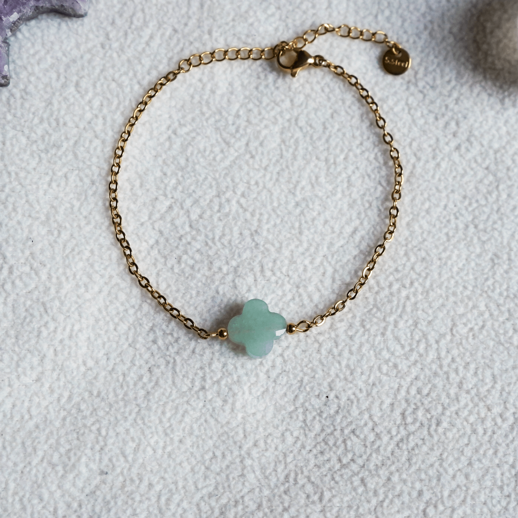 Keep Up Hope Green Aventurine Clover Bracelet