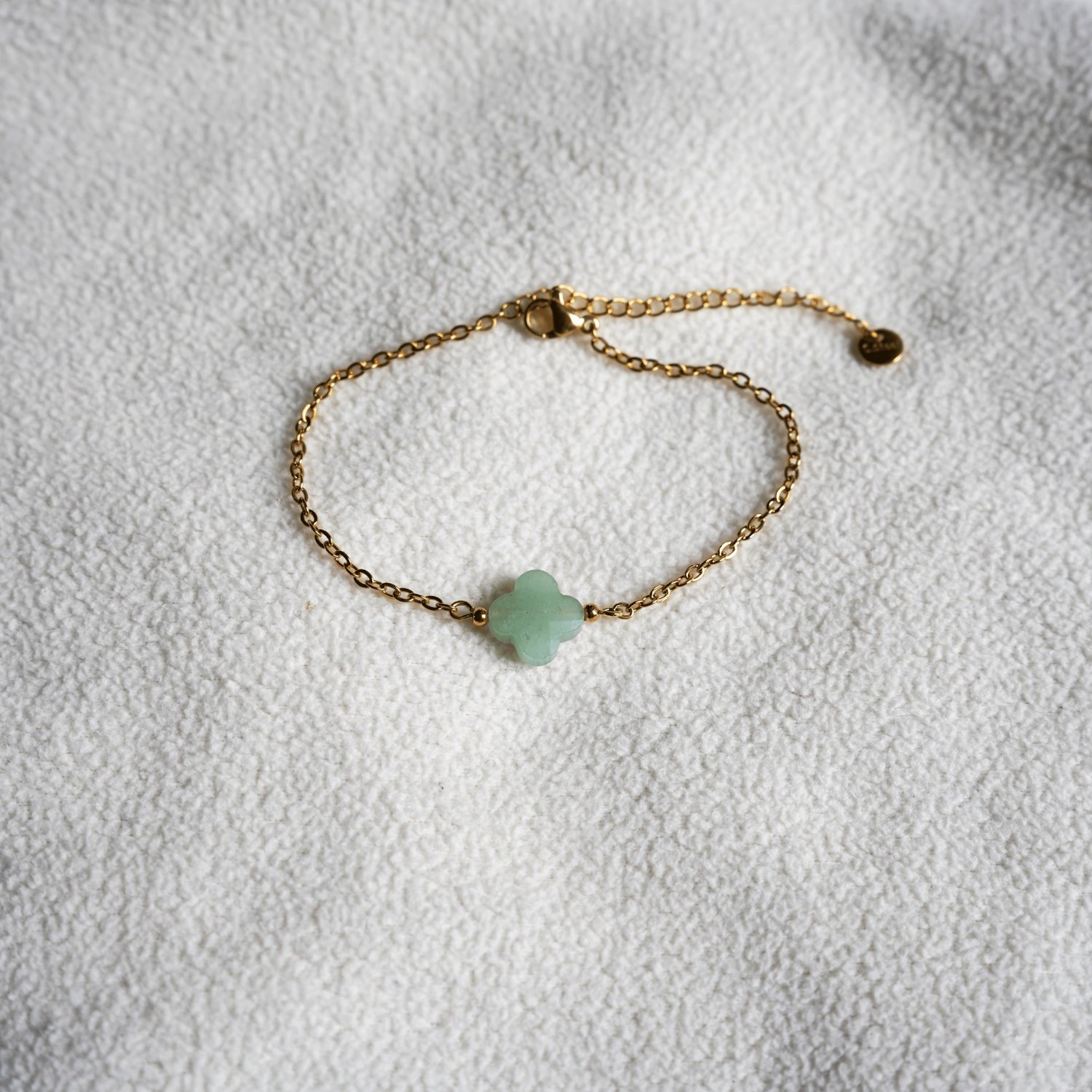 Keep Up Hope Green Aventurine Clover Bracelet