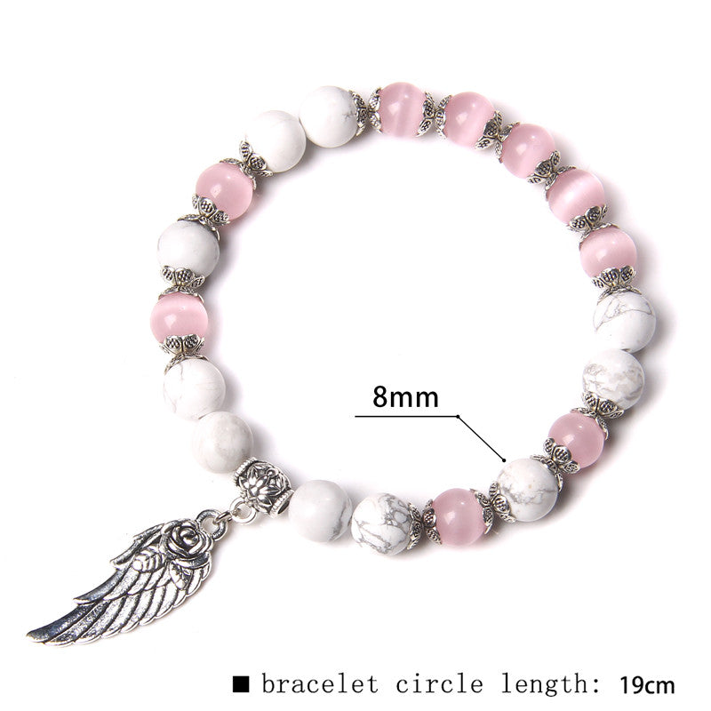 Guardian Angel Pink Cat Eye & White Turquoise Bracelet