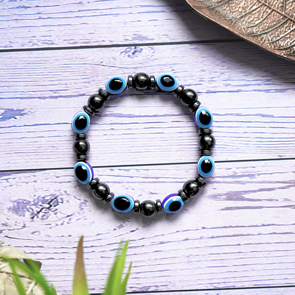 Blue Evil Eye Hematite Omni Protection Bracelet