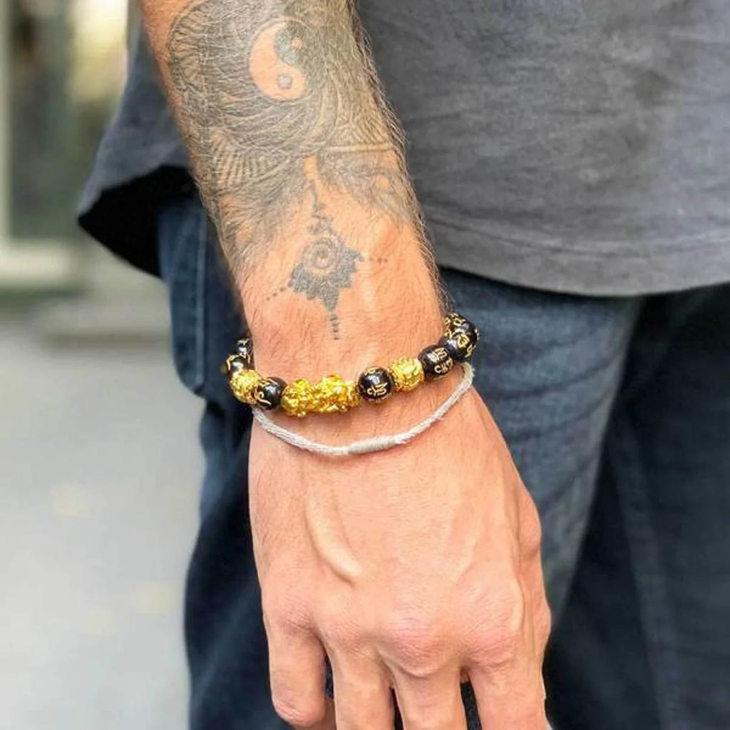 Natural Obsidian Pixiu Wealth & Luck Engraved Bracelet