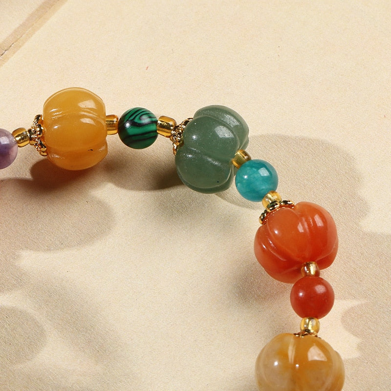 Fall Pumpkin Jade Bracelet - Abundance & Luck