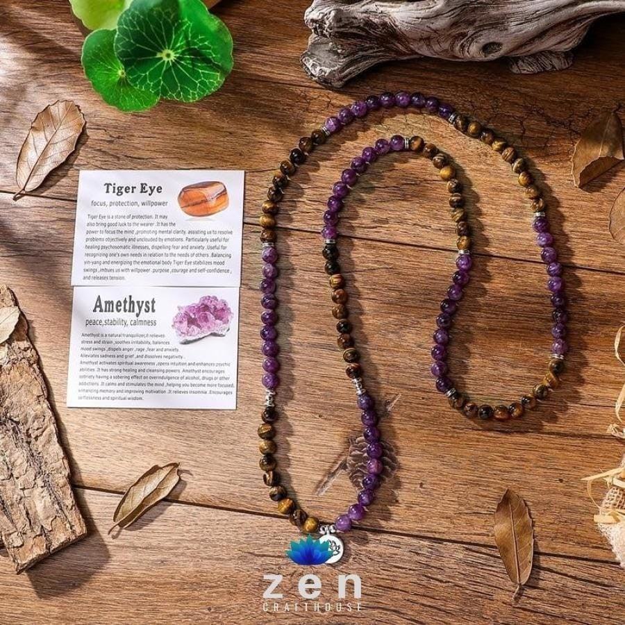 Peace & Protection Amethyst Tiger Eye Mala