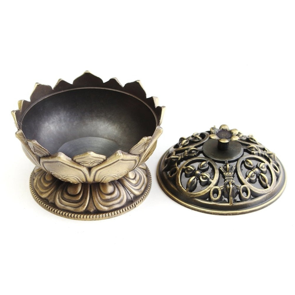 Handmade Lotus Flower Copper Alloy Incense Burner