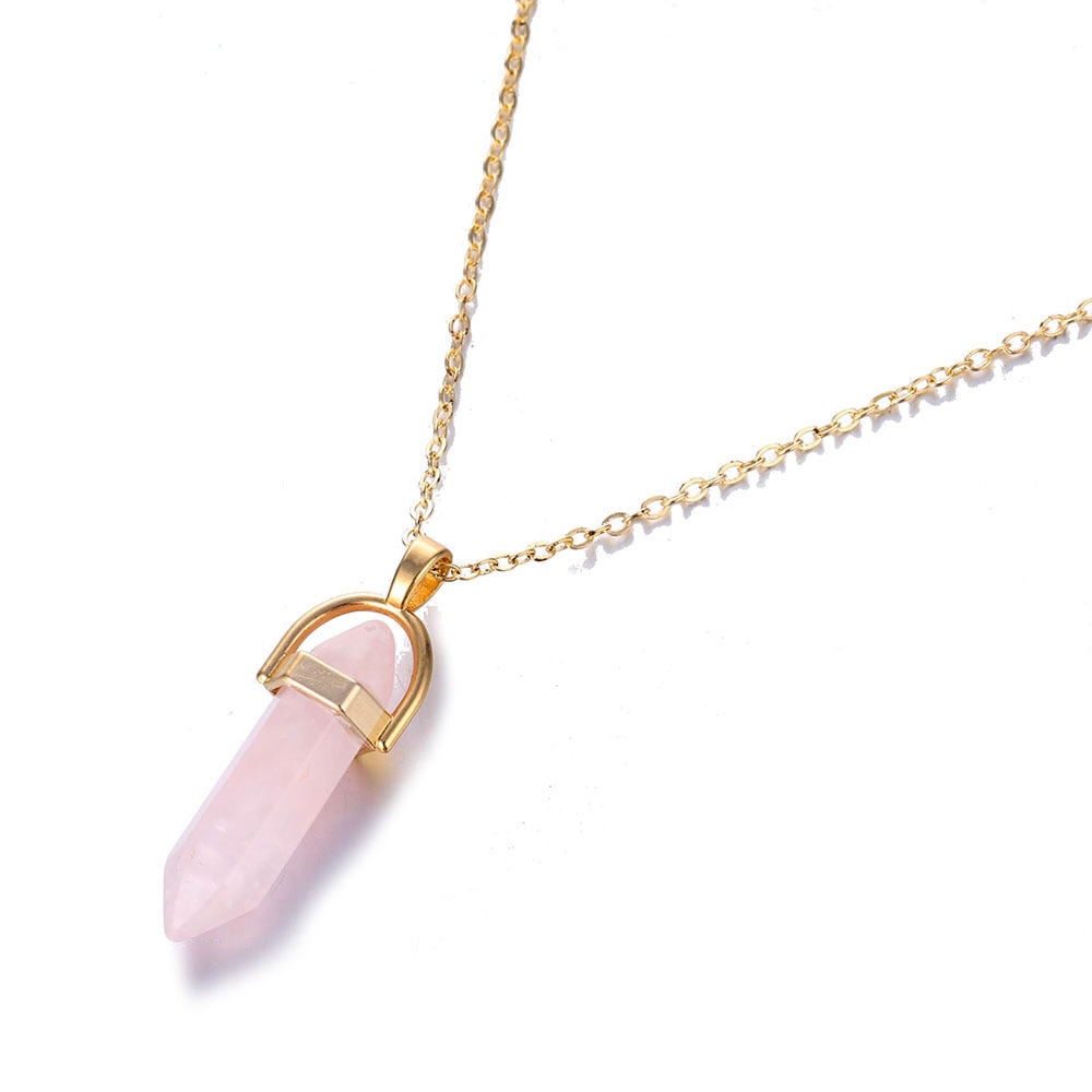 Hexagon Natural Stone Necklace [8 crystal options]