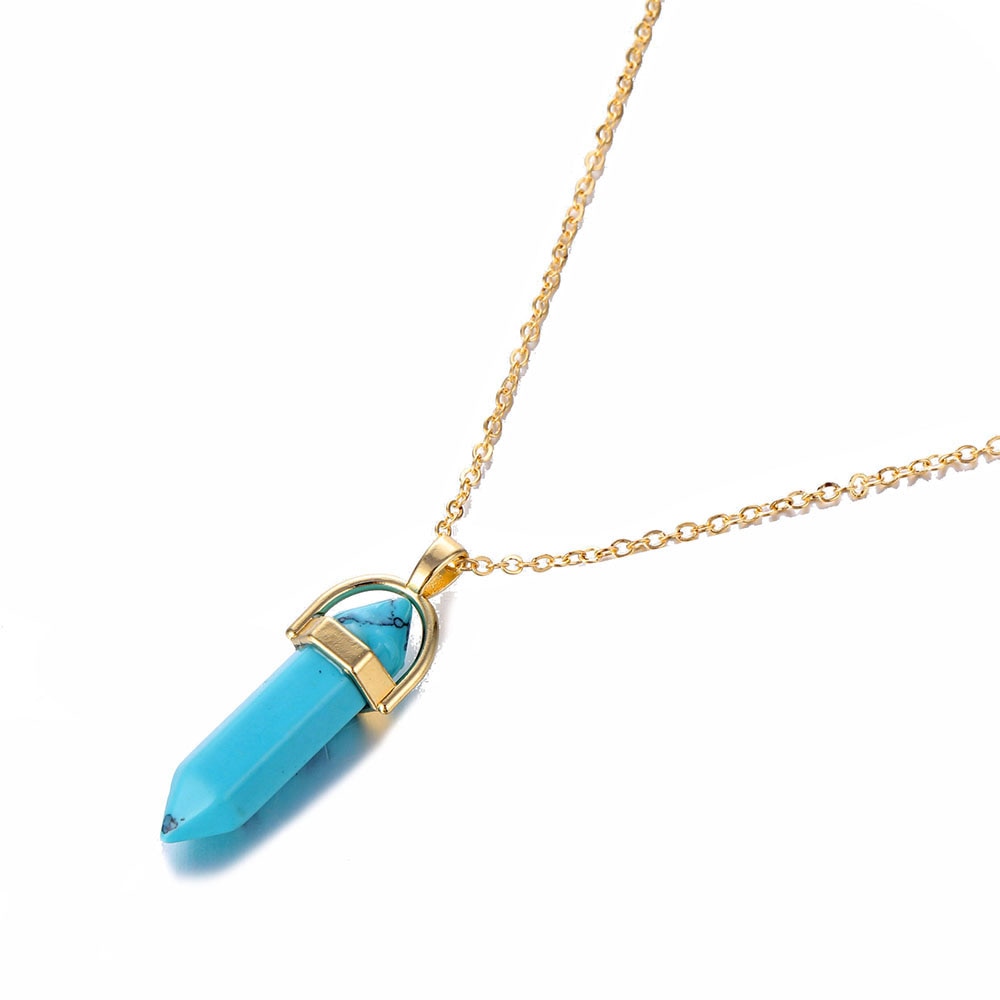 Hexagon Natural Stone Necklace [8 crystal options]