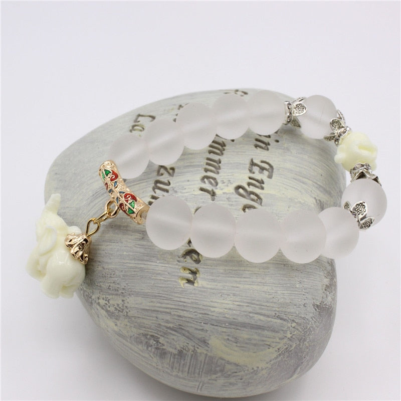 Natural Opal beads bracelets - Loving Elephant Charm