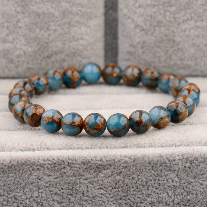 Blue Apatite & Brown Jasper Bone Support & Weight Loss Bracelet
