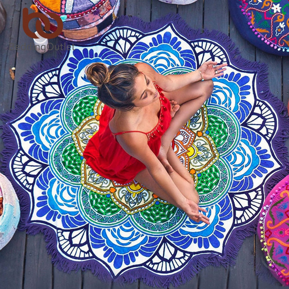 Indian Lotus Mandala Beach Towel/Tapestry - 6 Colors