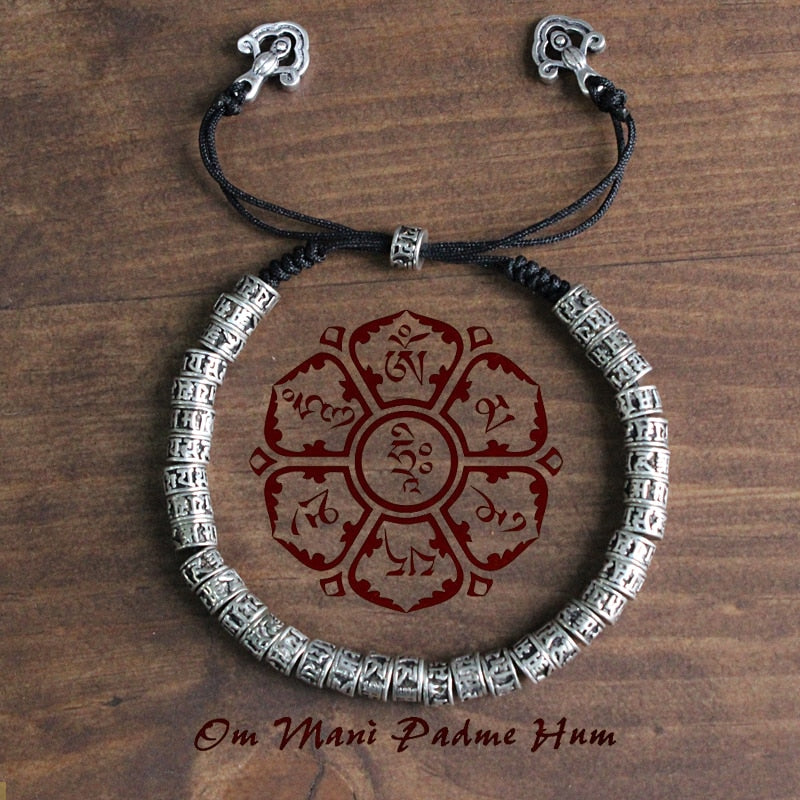 Traditional Tibetan Buddhism Bracelet - Six True Words Mantra carved