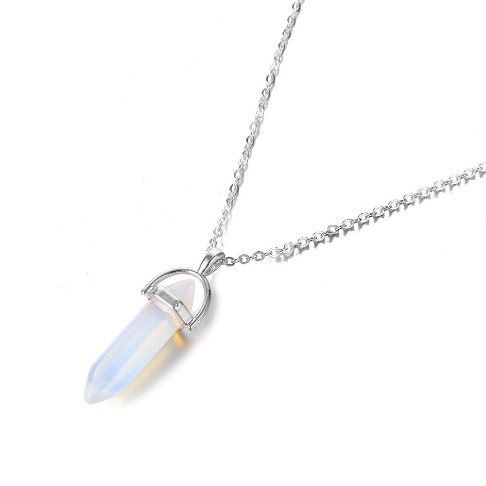Hexagon Natural Stone Necklace [8 crystal options]