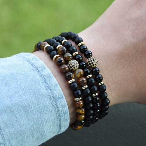 Black Jasper Disco Ball Bracelets - Courage and Inner Strength
