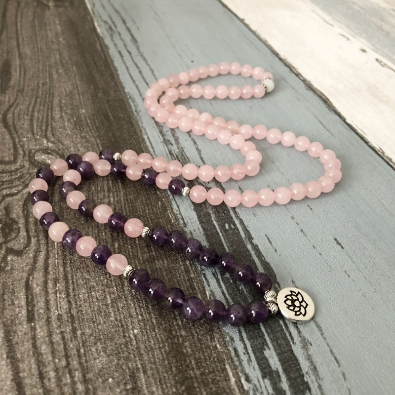 Rose Quartz & Amethyst Mala