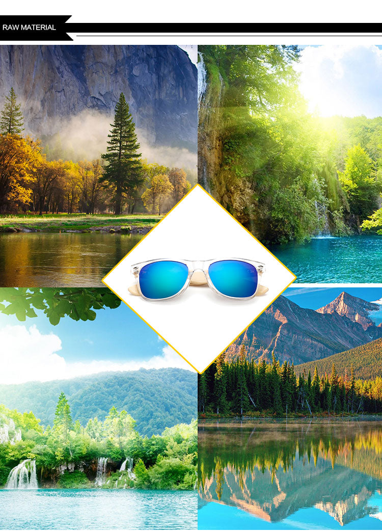 Retro Wood Frame Sunglasses