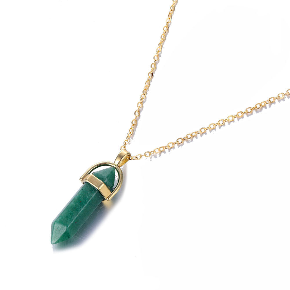 Hexagon Natural Stone Necklace [8 crystal options]