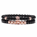 Natural Stone Skull Head Onyx Bracelet - 2 Pieces