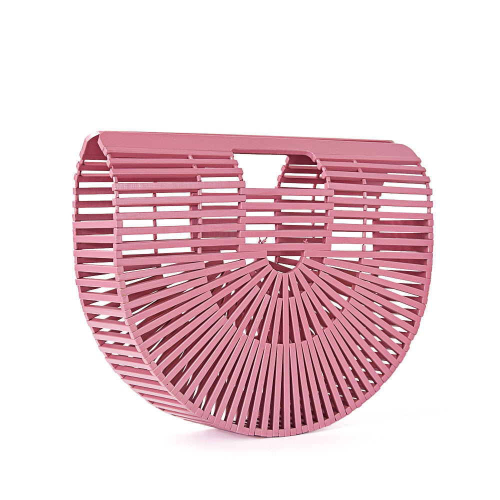 Elegant Bamboo Moon Basket Bag - 5 Colors