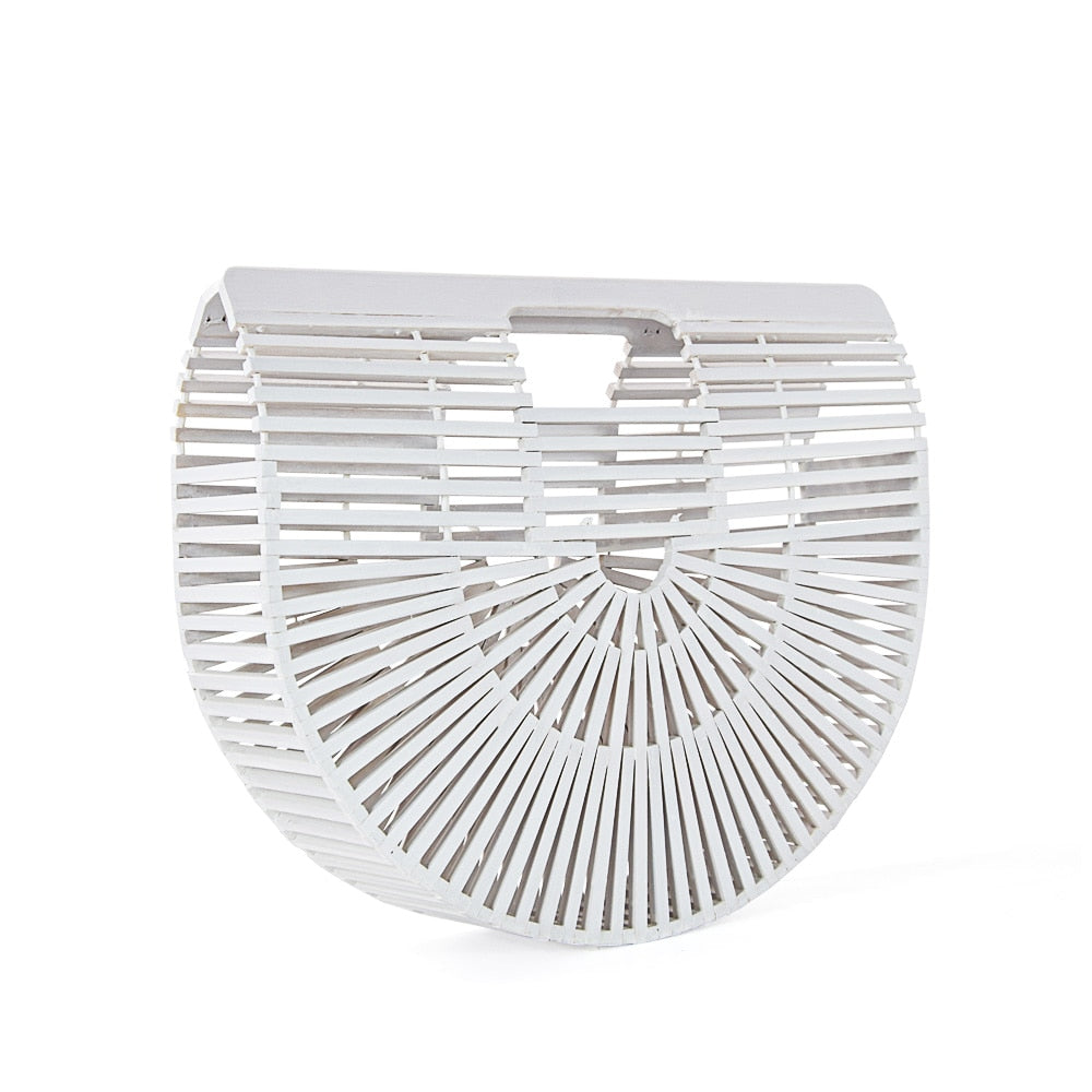 Elegant Bamboo Moon Basket Bag - 5 Colors