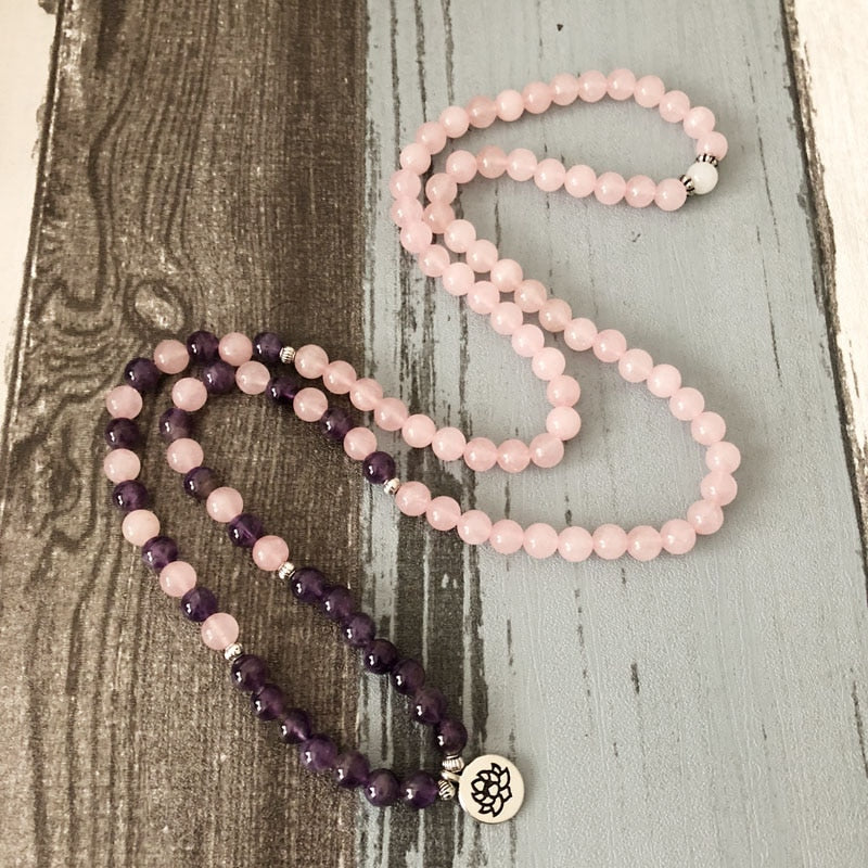 Rose Quartz & Amethyst Mala