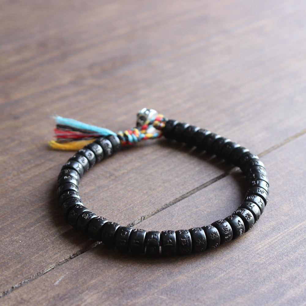 Buddha words carved Bracelet - Clear mind transforming