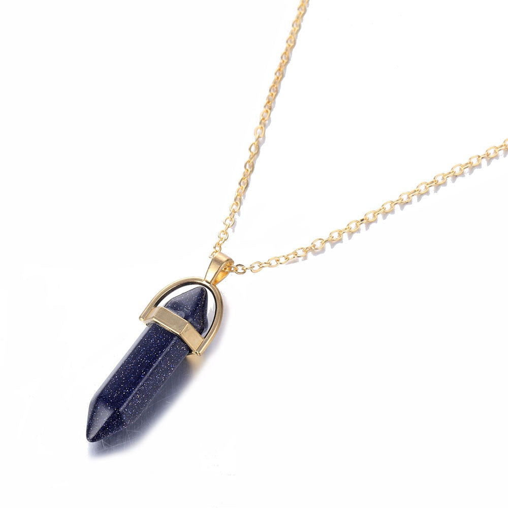 Hexagon Natural Stone Necklace [8 crystal options]