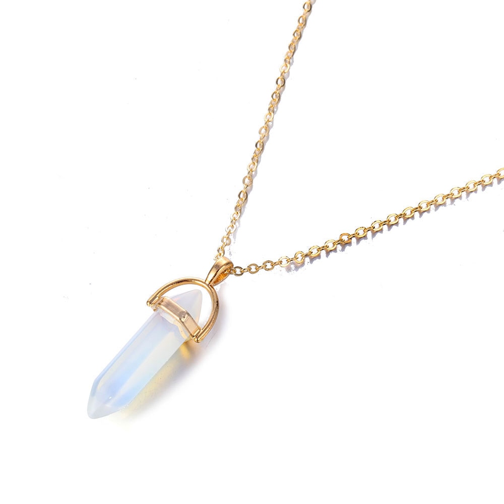 Hexagon Natural Stone Necklace [8 crystal options]