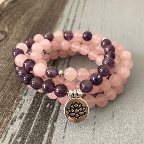 Rose Quartz & Amethyst Mala