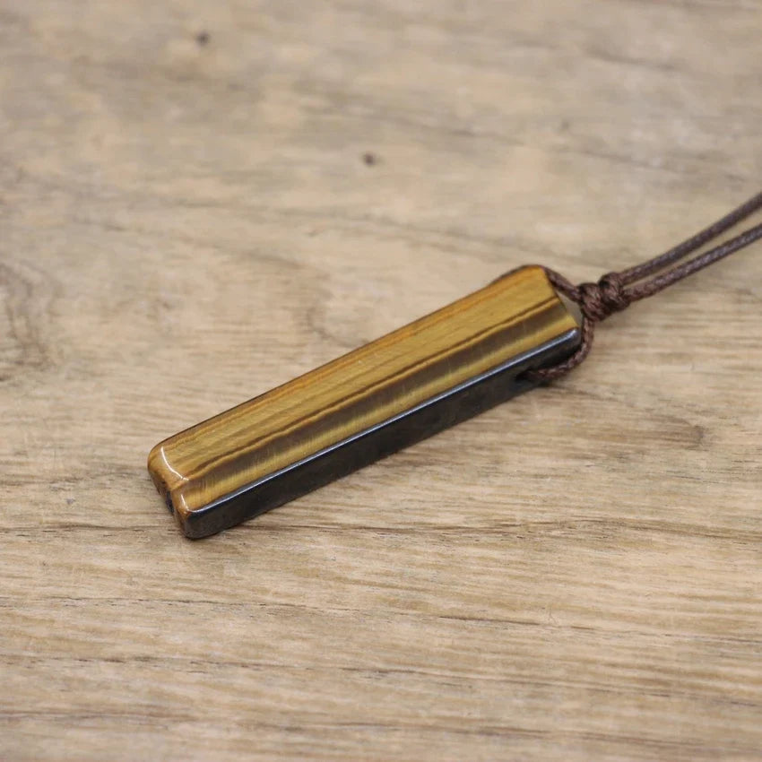 Protection & Confidence Rectangle Tiger Eye Pendant Necklace