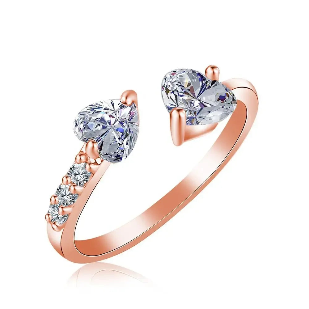 Titanium Ion Therapy Double Heart Ring