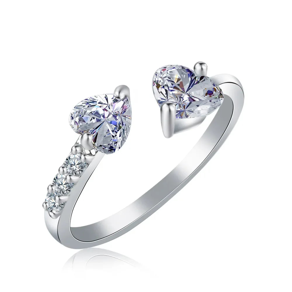 Titanium Ion Therapy Double Heart Ring
