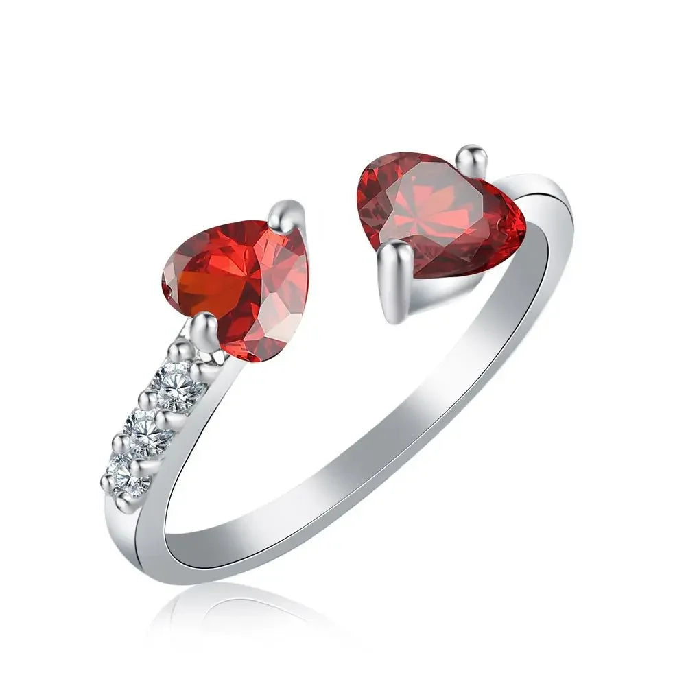 Titanium Ion Therapy Double Heart Ring