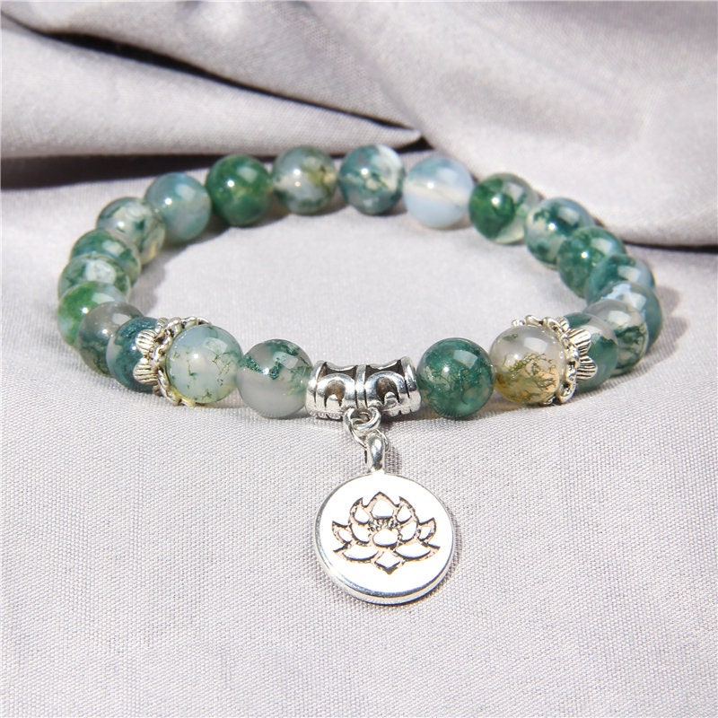 Moss Agate Wellspring Of Peace Meditation Bracelet