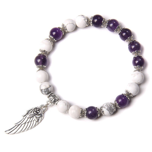 Amethyst And White Turquoise Calm Energy Crystal Bracelet