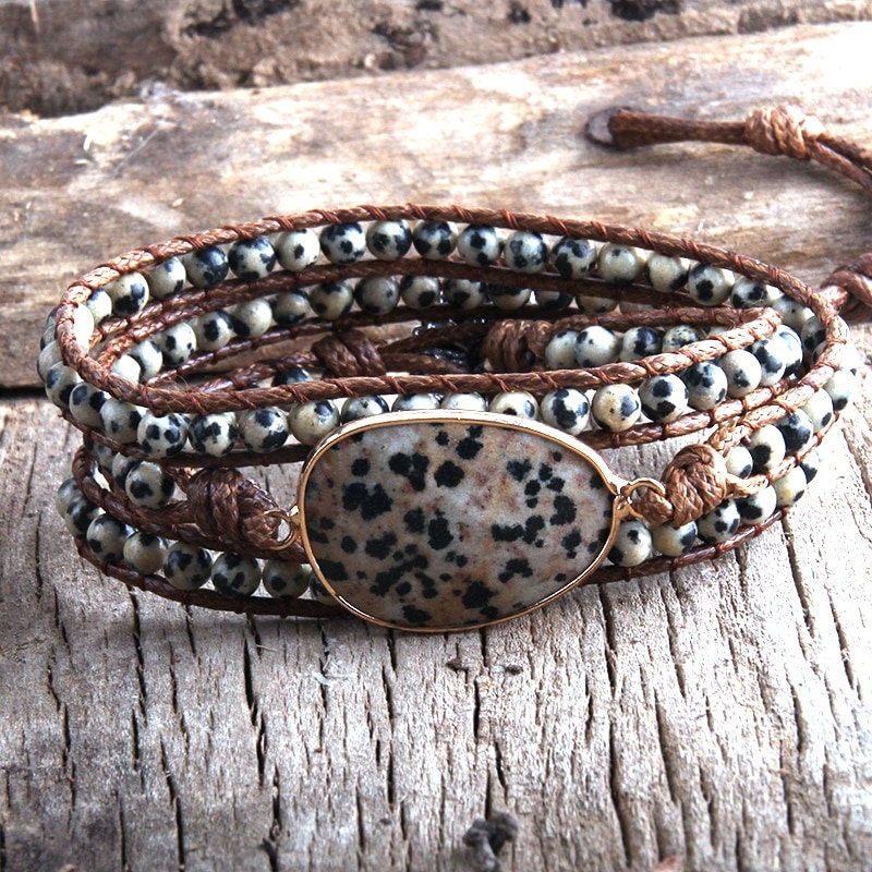Dalmatian Jasper Nurturing Boho Bracelet