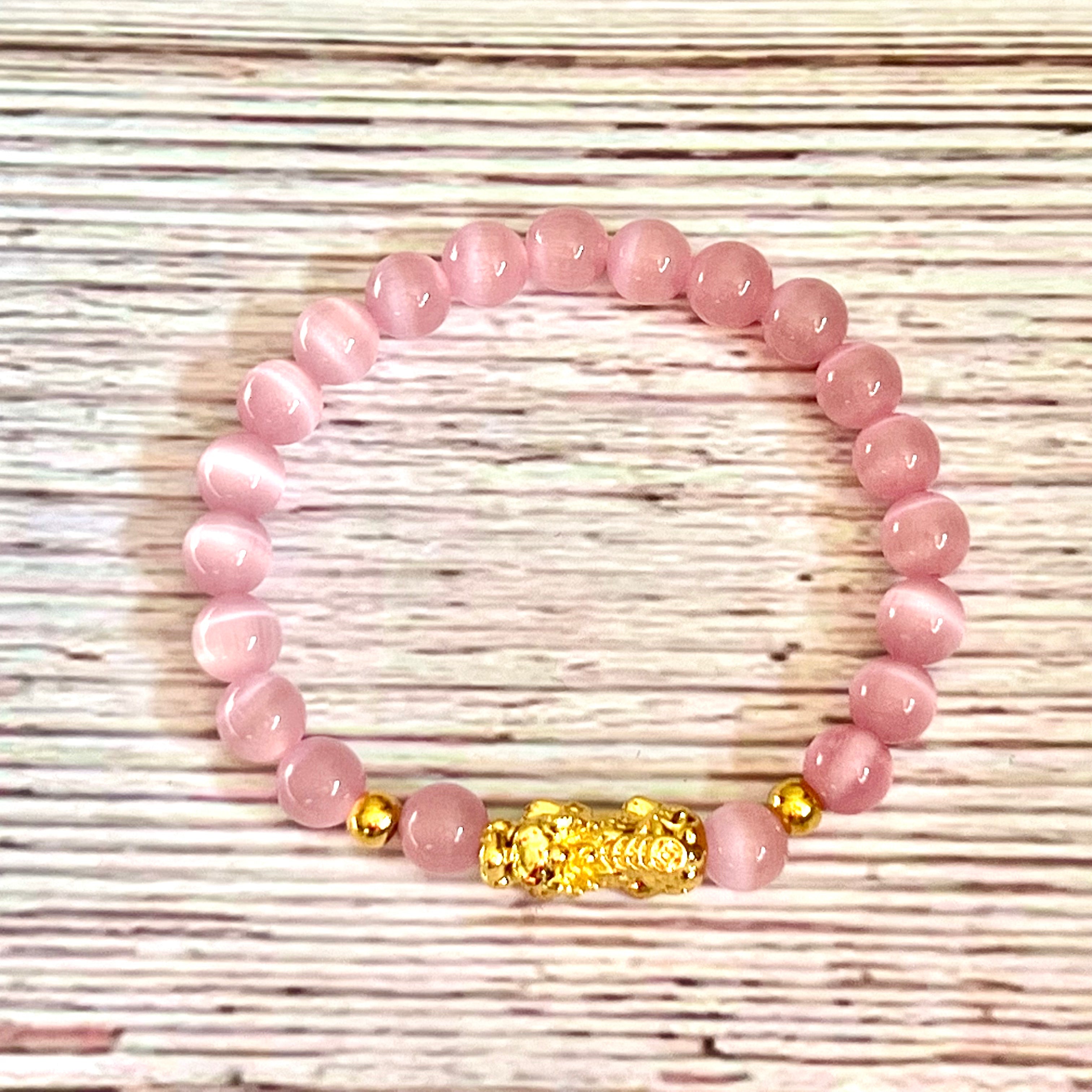 Pink Cat Eye Pixiu Bracelet
