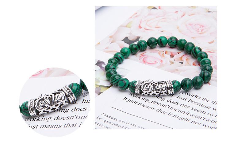 Malachite Peaceful Energy With Owl Charm Lucky Bracelet