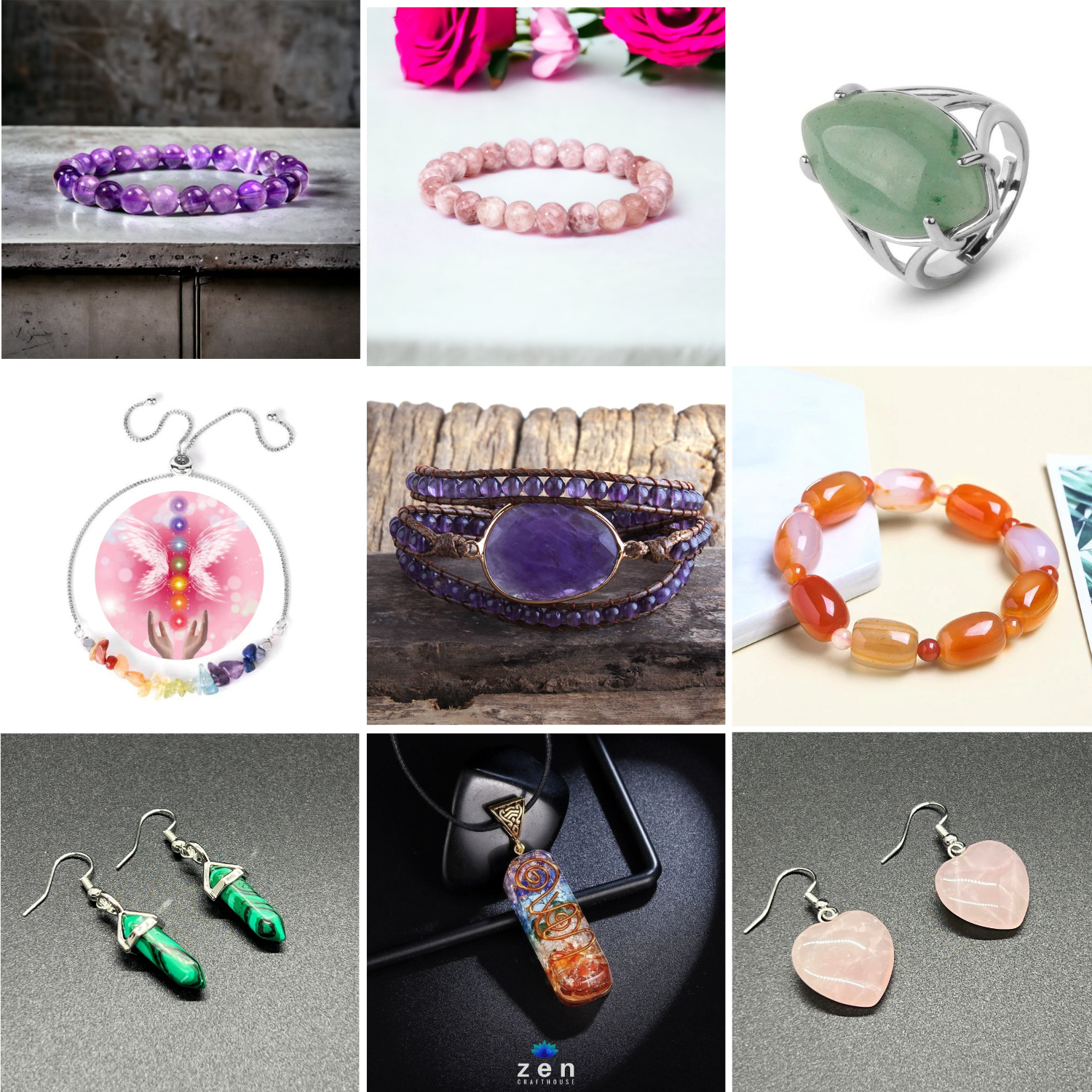Chakra Healing Program: Monthly Crystal Jewelry & Essential Oils (Crown Chakra)
